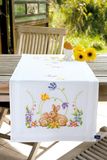 VERVACO Borduurset Voorgedrukte Tafelloper Kleine Konijnen Complete Set DIY Volwassen Handmatige Decoratie Vrije Tijd Creatief Cadeau Vrouw. 40 x 100 cm Borduurpatroon