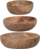 Artesà Serveerkom, Serveerschaal, Set van 3 Stuks, Acacia Hout, Bruin, Rond