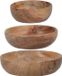 Artesà Serveerkom, Serveerschaal, Set van 3 Stuks, Acacia Hout, Bruin, Rond
