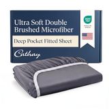 Cathay Home Luxe rimpel- en vervagingsbestendig dubbel geborsteld ultra zachte microvezel 35 cm standaard zak enkel hoeslaken, grijs, queensize