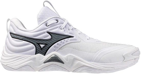 Mizuno Wave Momentum Elite Indoor Schoenen Unisex Volleybal Wit/Metallic Grijs/Zwart Maat 44