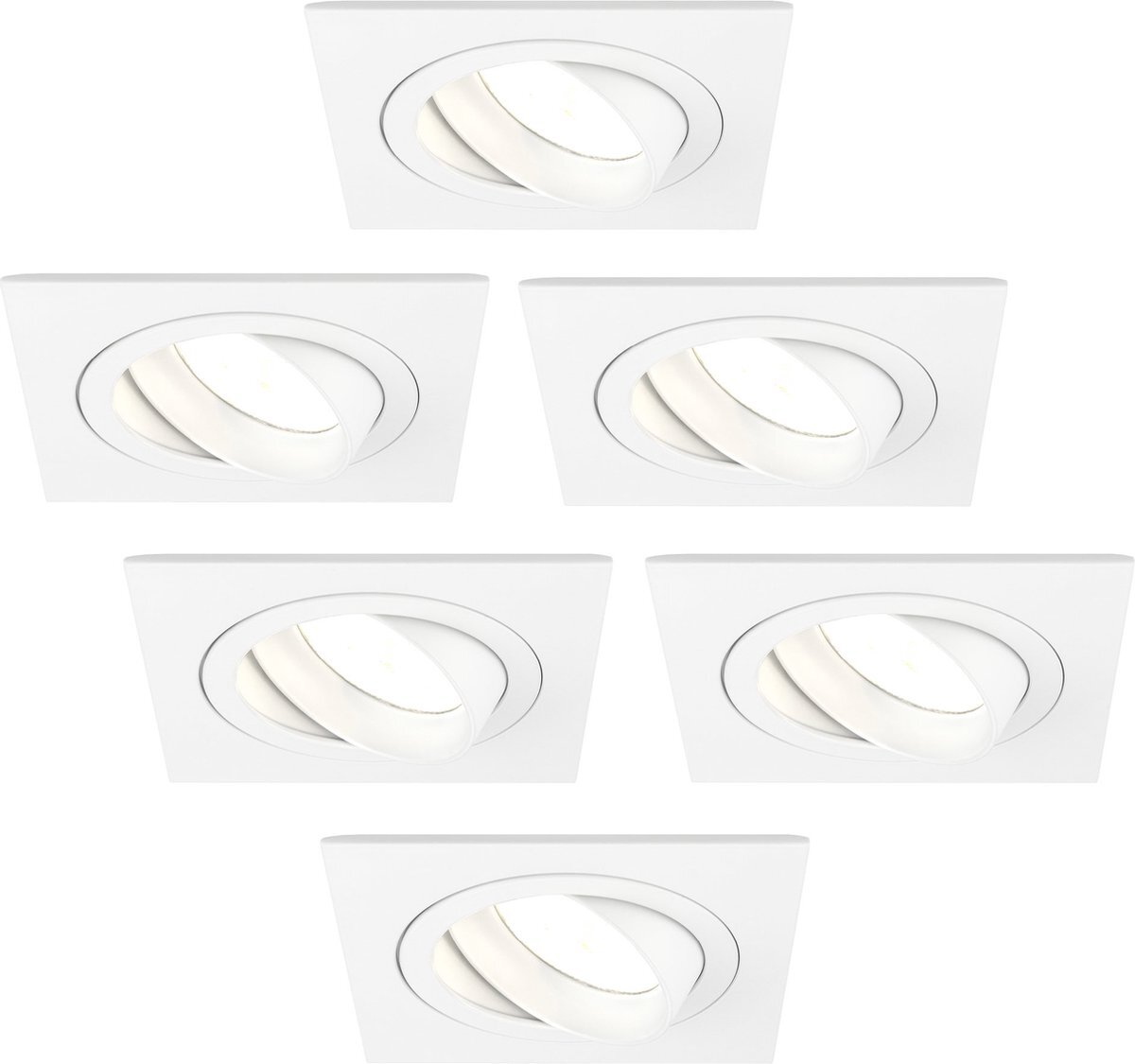 LEDVION Dimbare LED inbouwspot Wit - Sevilla - 5W - 2700K - 92mm - Vierkant - 6 pack