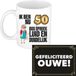 Bellatio Decorations Verjaardag cadeau koffiemok - thema 50 jaar - man - luid/duidelijk - met gefeliciteerd ouwe wenskaart - A5 - leeftijd humor