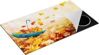 Chefcare Inductie Beschermer Blauwe Paraplu in de Herfstbos met Bladeren - 90x55 cm - Multicolor