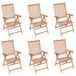 VidaXL Lot de 6 Chaises Inclinables de Jardin, Sièges de Terrasse, Chaises de Balcon, Meubles de Patio Jardinage Extérieur, Bois de Teck Solide 3065526