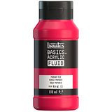 Liquitex Basics Fluid Acrylverf met vloeibare consistentie, sneldrogend, lichtecht, waterdicht, op waterbasis, 118 ml, primair rood