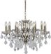 Searchlight PARIS 8LT CHANDELIER, CLEAR CRYSTAL DROPS & TRIM, ANTIQUE BRASS