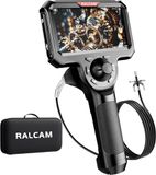 Ralcam Endoscopische camera 6,2 mm, 360 graden inspectiecamera met verlichting, 5 inch HD-display (1280 x 720), 6 leds, IP67 waterdicht, bereik 1,5 m, halfstijf.