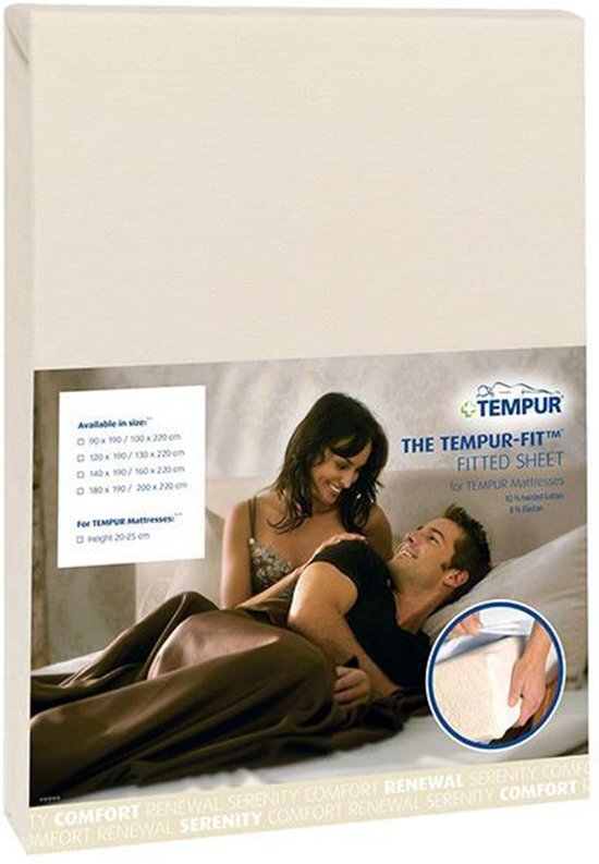 TEMPUR Hoeslaken - Stretch Jersey CrÃ¨me - 180/200 x 200/220 cm