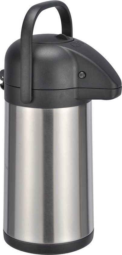 Haushalt Hi Thermoskan - met pomp - 2.2 liter - Zilver - RVS - Dubbelwandig - 2 jaar garantie