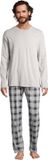 Schiesser Heren pyjama Night & Home grijs geruit / grijs 3XL