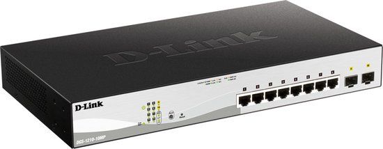 D-Link DGS-1210-10MP - Managed Gigabit Ethernet PoE Switch - 8x Ports - Black