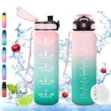 Vikaster Sportdrinkfles, 1 l, BPA-vrij, lekvrij, geschikt voor koolzuurhoudende dranken