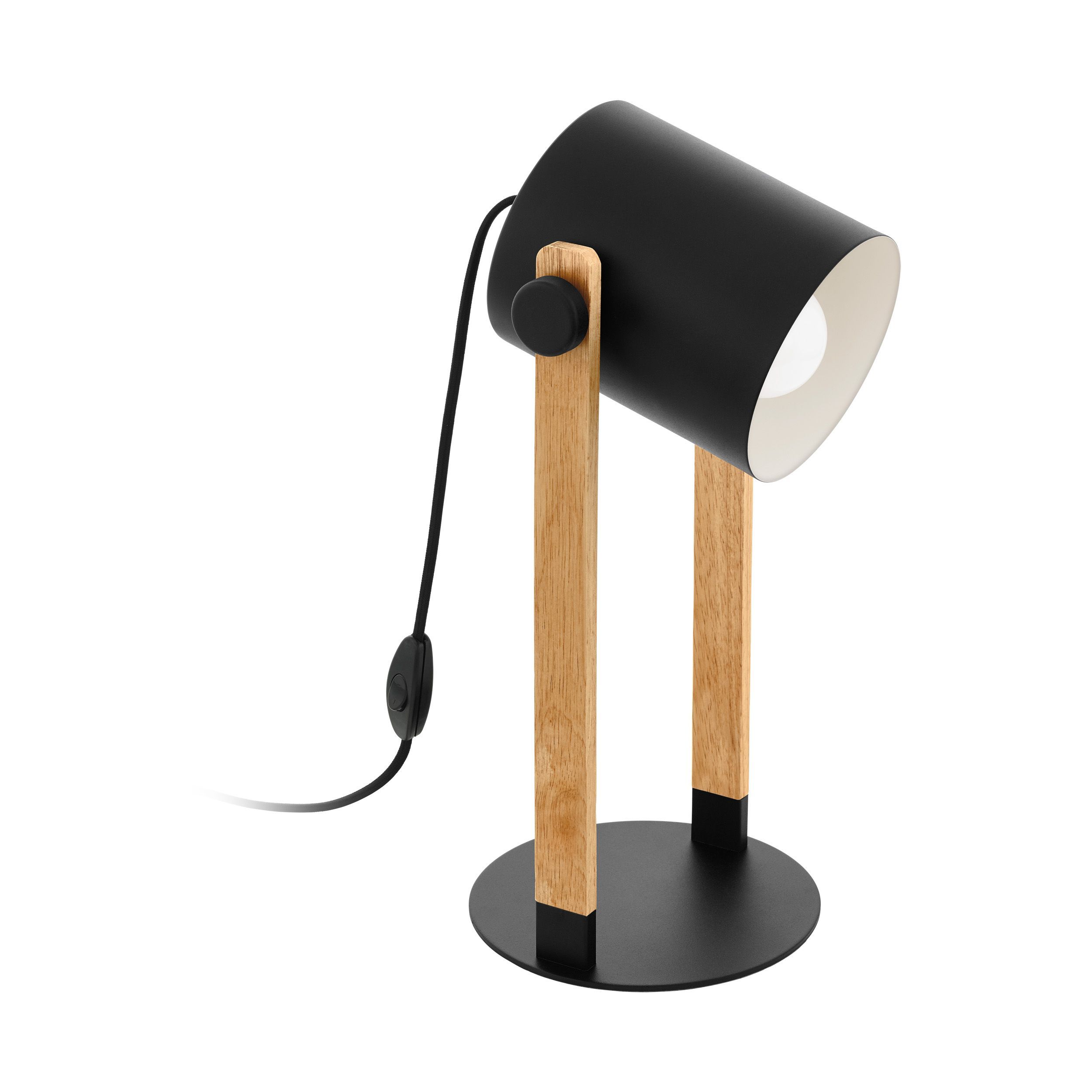 EGLO Hornwood Tafellamp - Hout/Zwart - E27 - 42cm