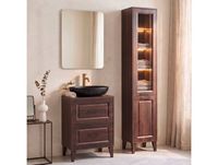 Moka Ensemble meuble simple vasque 60cm et colonne Bois foncé