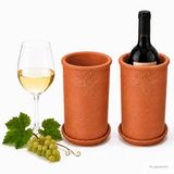 MamboCat Set van 2 terracotta wijnkoelers + onderzetters Ø 11,5 cm
