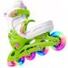 Suotu Skeelers - Patins à roulettes réglables - Ligne : S78 - Patins à roulettes filles et garçons - Taille : EUR 28-30 - Roues lumineuses - S78 - Beige/Vert