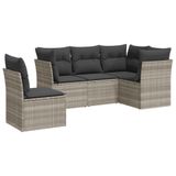 vidaXL 6-delige Loungeset met Kussens, Polyrattan, Lichtgrijs