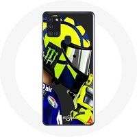 Maniacase Etui voor Samsung Galaxy A21S Valentino Rossi Speed Pilot Helm Blauw Geel