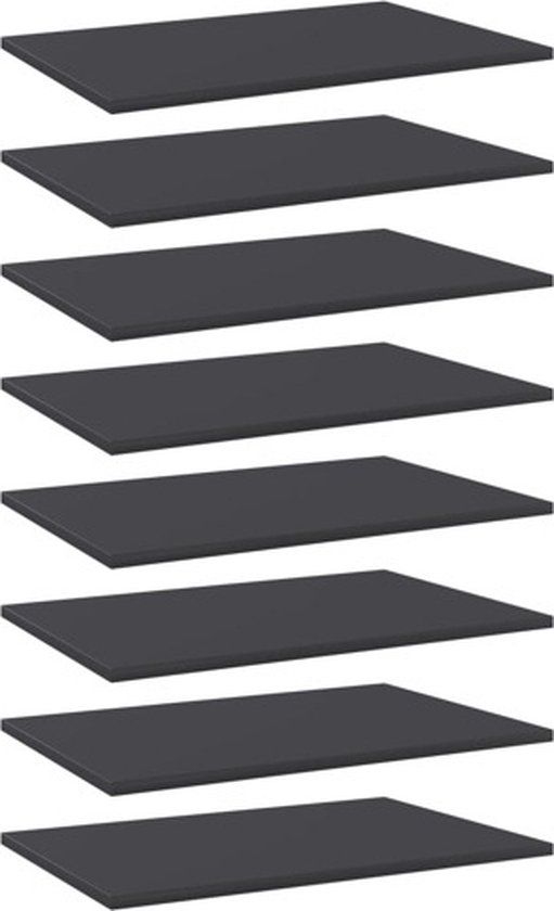 vidaXL Wandschappen 8 st 60x40x1,5 cm spaanplaat grijs