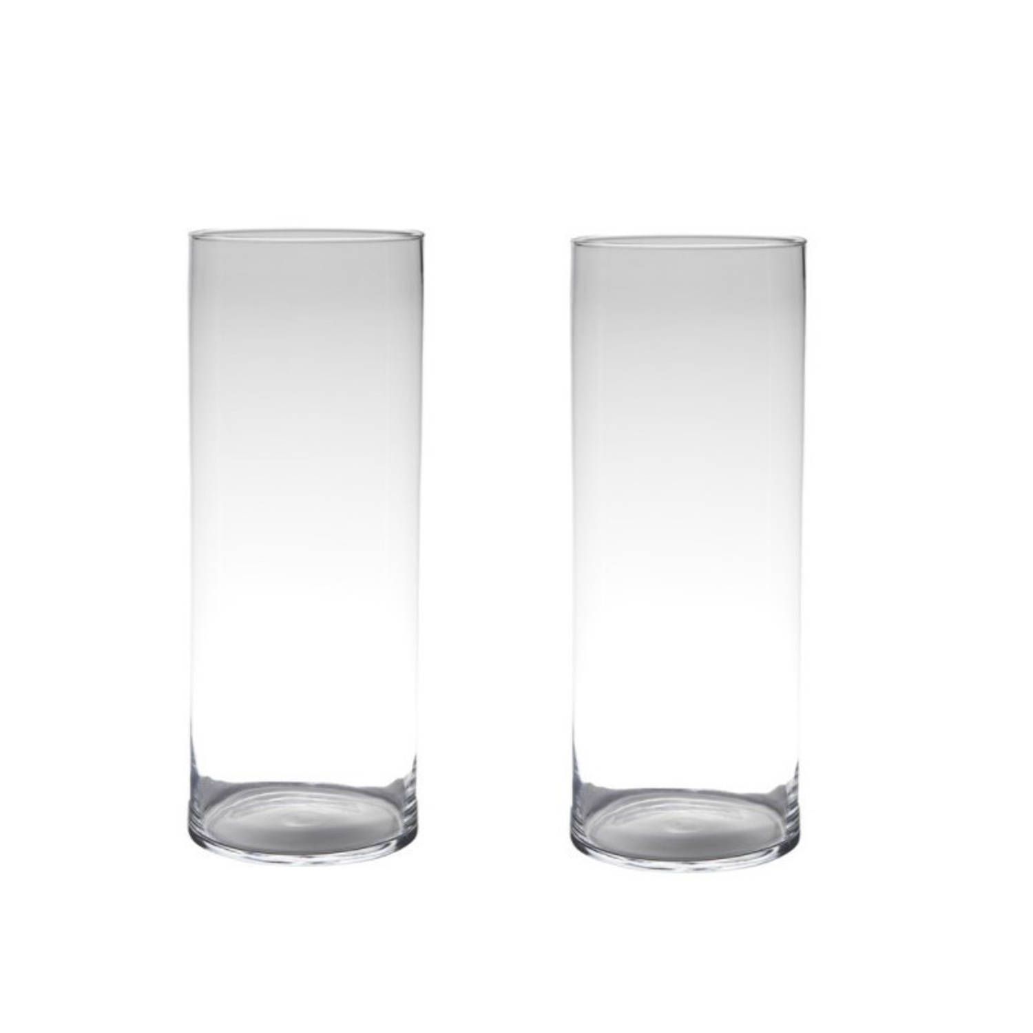 Home-Basics Cylinder vaas - Set van 2 - Glas - 50 x 19 cm - Transparant