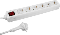 Meister Stekkerdoos 6-voudig - extra platte stekker - 2 m kabel - wit - IP20 binnen - verlichte schakelaar