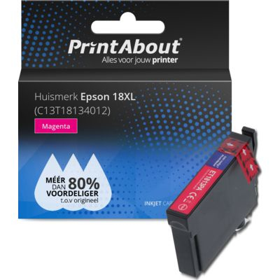 PrintAbout Huismerk Epson 18XL (C13T18134012) Inktcartridge Magenta Hoge capaciteit