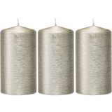 3x Bougies cylindriques/bougies piliers 7 x 13 cm 25 heures de combustion - Bougies argentées inodores - Décorations d'intérieur