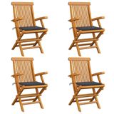 vidaXL Tuinstoelen 4 st met antracietkleurige kussens massief teakhout