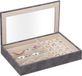 Merkloos / Sans marque Relaxdays Sieradendoosje in fluwelen look met venster, 5 x 30 x 21 cm (h x b x d), ringhouder, grijs