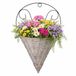 Mega Collections Plantenmand muurhanger Assen - grijs - H60 cm - wilg - bloempot/plantenpot