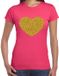 Bellatio Decorations Verkleed T-shirt voor dames - roze - hartje - glitter goud - themafeest / foute party XS