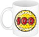 Bellatio Decorations Verjaardag cadeau mok - 100 jaar - geel - sterretjes - 300 ml - keramiek