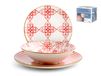 H&H Lifestyle 1545500 Damasco serviesset 18-delig steengoed beige, rood