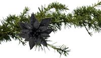 Cosy&Trendy Cosy and Trendy Black Glitter Flower Christmas Tree Decoration Clip - 8 cm
