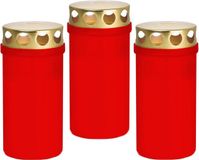 Trend Candles Grafkaars/gedenklicht - 3x - Rood - Wax - Met deksel - 12,6 cm - 48 uur brandtijd