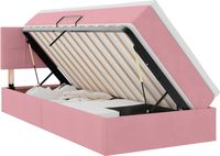 vidaXL - Opbergbed - met - hoofdeinde - Roze - 90 - x - 190 - cm - Fluweel