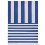 furn. Deck Stripe Printed Indoor/Outdoor Outdoor Tapijt - Wit/Blauw - 120x170cm