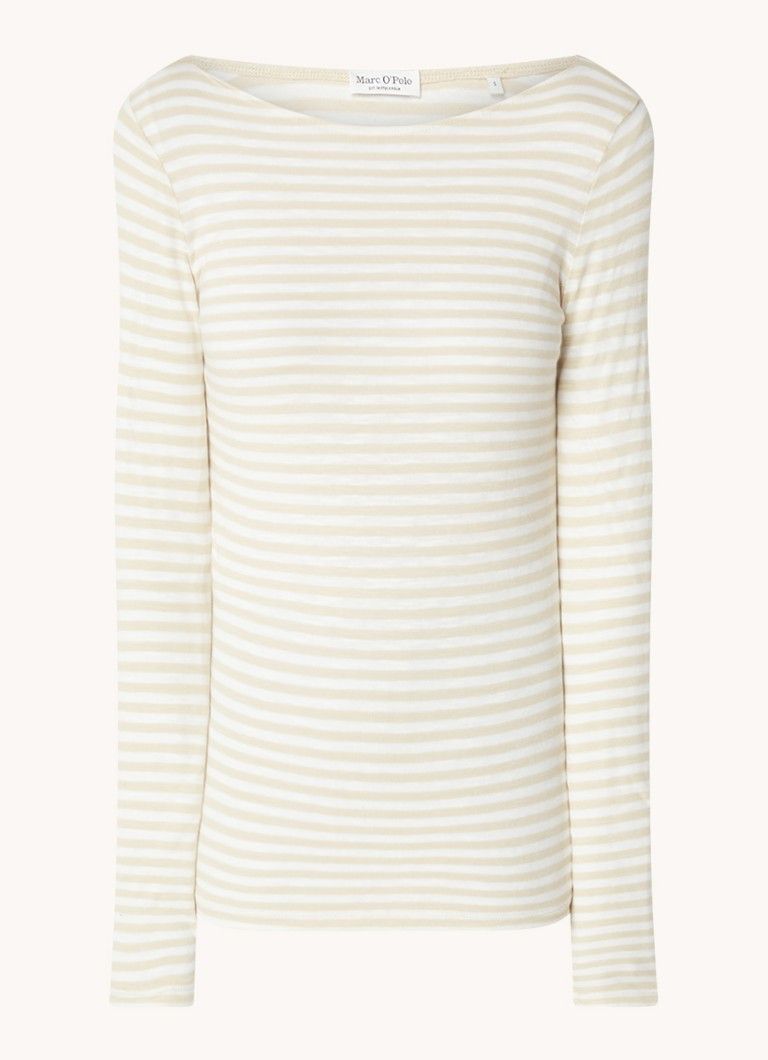 Marc O'Polo Fijngebreide longsleeve met streepprint en boothals
