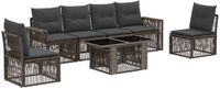 vidaXL Tuinbank Set 7-delig Grijs en Donkergrijs Polyrattan
