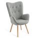 MEUBLE COSY Leunstoelen, relaxstoel, armleunstoel stoel, eenpersoonsbank met gestoffeerde en houten poten voor woonkamer slaapkamer kantoor Vanity, stof, grijs, 68x50x106cm