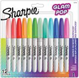 Sharpie Glam Pop Permanent Markers | Fijne Punt voor Gedurfde Details | Verschillende kleuren | 12 Markers
