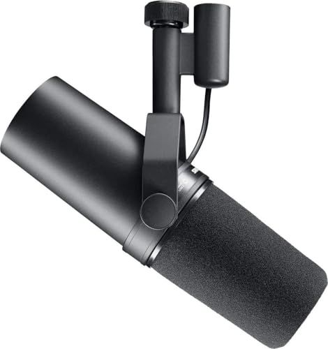 Shure SM7B vocale dynamische microfoon voor uitzending, podcast & opname, XLR Studio Mic voor muziek en spraak, brede frequentie, warm en glad geluid, robuuste constructie, afneembare voorruit - zwart