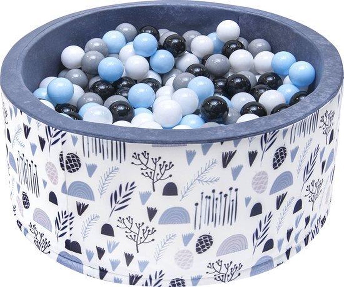Viking Choice Ballenbak - stevige ballenbad -90 x 40 cm - 400 ballen Ø 7 cm - blauw, wit, grijs en zwart
