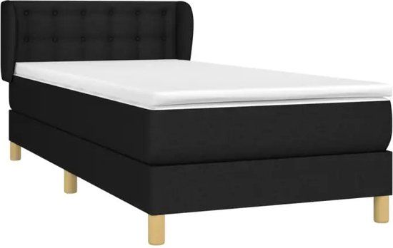 vidaXL Boxspring met matras stof zwart 80x200 cm