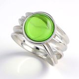 Cavill - Zilveren Ring 925 Sterling met 1,7 ct Groene Colombiaanse Barnsteen Rond Cabochon - Gerhodineerd