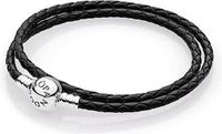 Pandora Armband zilver/leder Zwart 41 cm