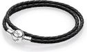 Pandora Armband zilver/leder Zwart 41 cm