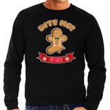 Bellatio Decorations foute kersttrui/sweater heren - Gingerbread koekemannetje - zwart - Bite Me L