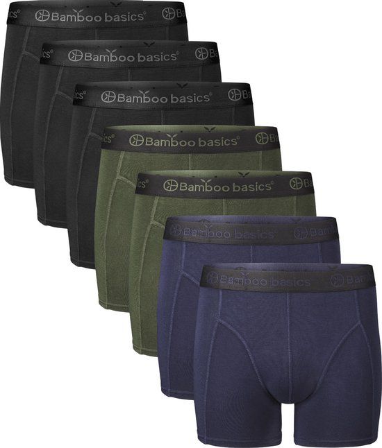 Bamboo Basics Heren Bamboe Boxershorts Rico (7-pack) - Navy, Army & Zwart - Maat M